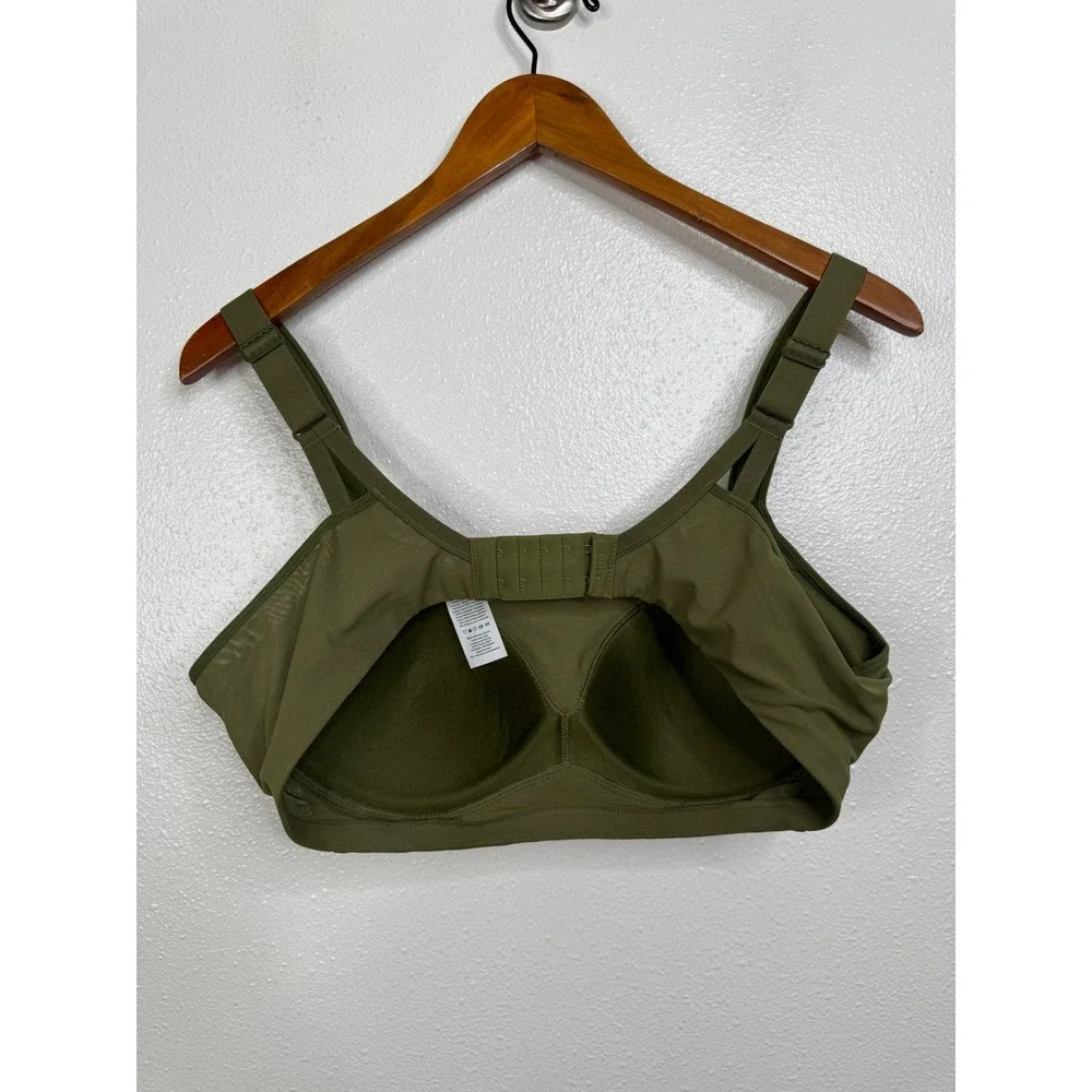 Knix Revolution Wireless‎ Bra Olive Green Mesh V-Neck Size L+/G+